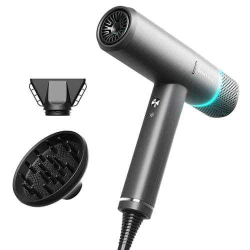 Image of Hair Dryer Ionic Hairdryer, High Speed Blow Dryer with Diffuser for Women & Men, Fast Dry with 3 Temps/2 Speeds, Cold Shot, Lightweight for Home Travel, Even Heat, Anti Frizz, Low Noise, Grey