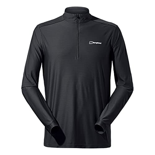Image of Berghaus Men's 24/7 Half Zip Long Sleeve Tech Baselayer T-Shirt T-Shirt (Pack of 1) Black/Black