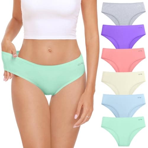 Image of coskefy Underwear Women, 6 Pack Cotton Knickers Soft Breathable Briefs Comfy Hipster Panties Ladies Underpants