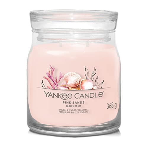 Image of Yankee Candle Signature Scented Candle | Pink Sands Medium Jar Candle with Double Wicks | Soy Wax Blend Long Burning Candle | Perfect Gifts for Women