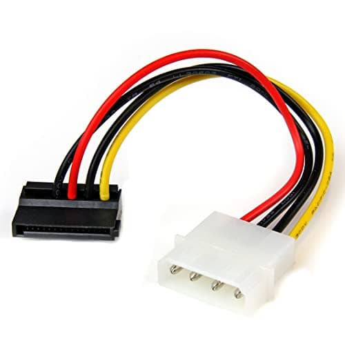 Image of StarTech.com 6in 4 Pin LP4 to Left Angle SATA Power Cable Adapter - LP4 to SATA Power Adapter (SATAPOWADPL), White/Black