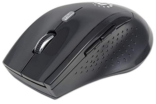 Image of Manhattan Curve Wireless Mouse, Black, Adjustable DPI (800, 1200 or 1600dpi), 2.4Ghz (up to 10m), USB, Optical, Five Button with Scroll Wheel, USB micro receiver, 2x AAA batteries (included),Full size