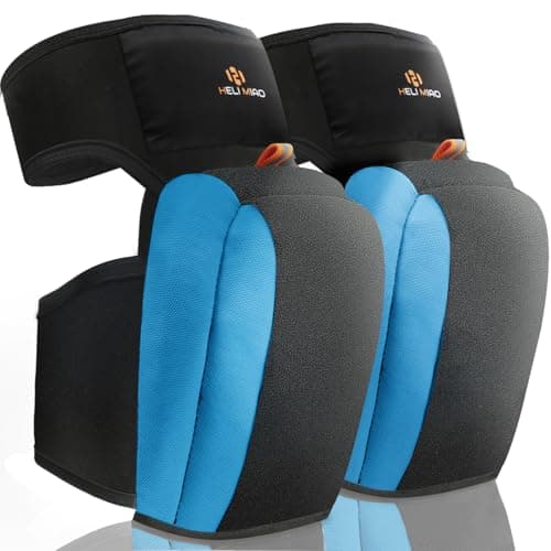 Image of HELI MIAO Heavy Duty Knee Pads, Professional KneeProtectors with Double Straps & High-Density Foam,Durable Knee Support for Construction, Flooring, Tiling,Garden & Home Improvement Blue
