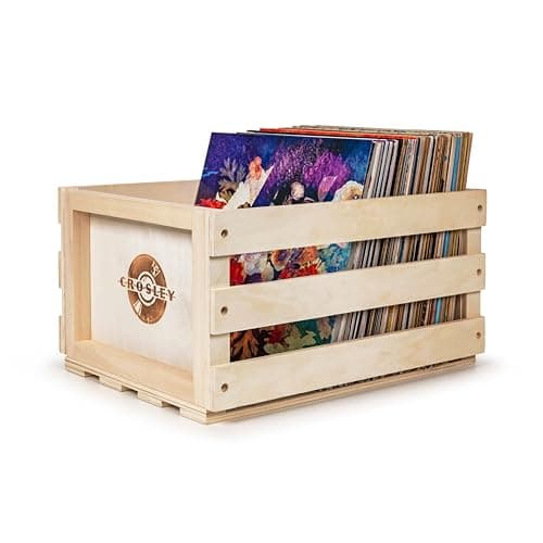 Image of Crosley Rustic Wooden Record Storage Crate - Natural