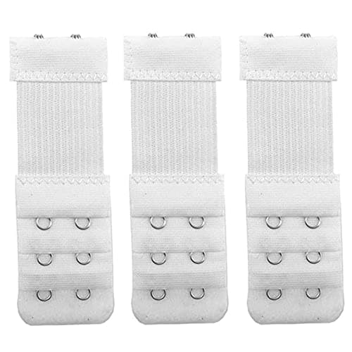 Image of Yesmin Pack of 3 Bra Strap Extenders Extensions Elastic Extender Set 2 Hooks (White)
