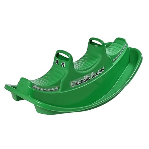 Image of DIVCHI Teeter Totter - Active Play for Children - Easy Grip Handles & Stable Saddle for Safety - Seats Up to 3 Children - Durable Build - Green