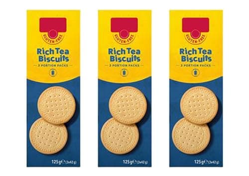 Image of Rich Tea Biscuits, Gluten-Free Tea Biscuits, 125g Portion Packs, Pack of 3