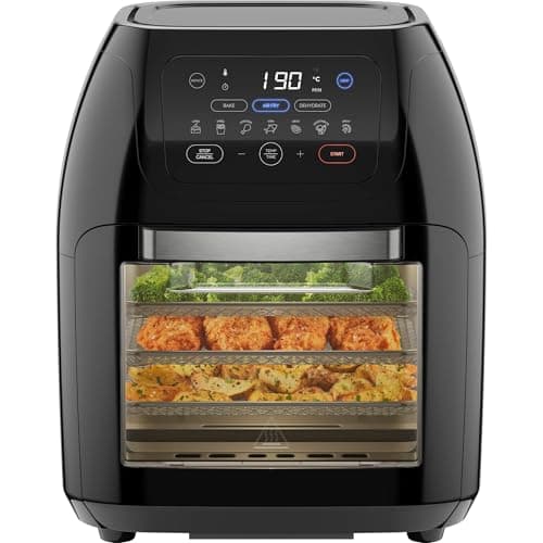 Image of CHEFMAN 5 in 1 Air Fryer Oven with Rotisserie, 10L 1800W, 17 Presets Air Fry, Dehydrator, Roast, Bake, Family Size Large Air Fryer with Auto Shutoff and View Window, Black