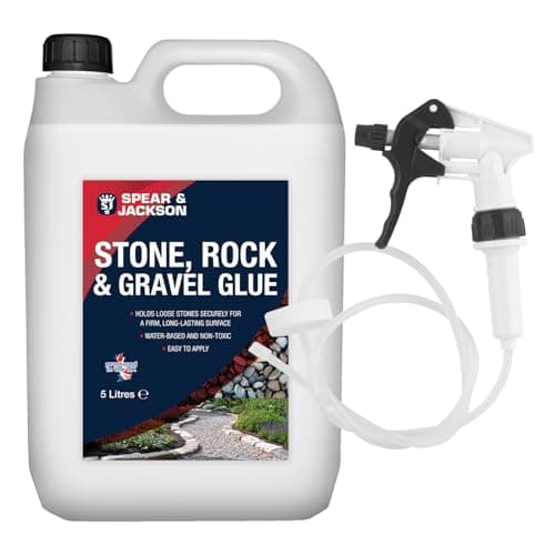 Image of Spear and Jackson Stone, Rock and Gravel Bonding Glue, 5 Litres with Long Hose trigger, Water-Based Non-Toxic Formula, Ready to Use, for Paths, Patios and Decorative Areas