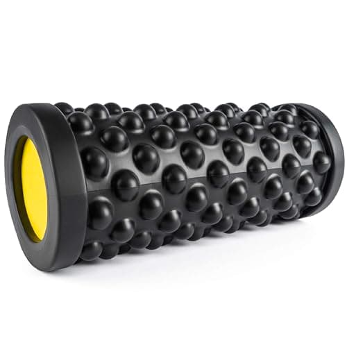 Image of TRX Rev 14-inch Myofascial Release Roller, Deep-Tissue Roller, Black & Yellow, Firm, Pain Relief