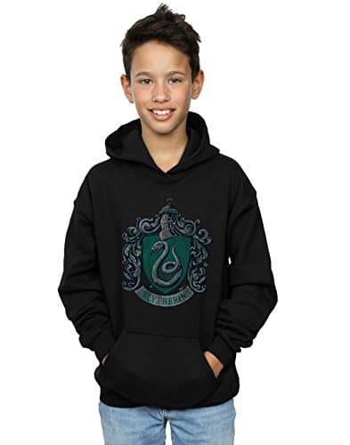 Image of Harry Potter Boys Slytherin Distressed Crest Hoodie 5-6 Years Black
