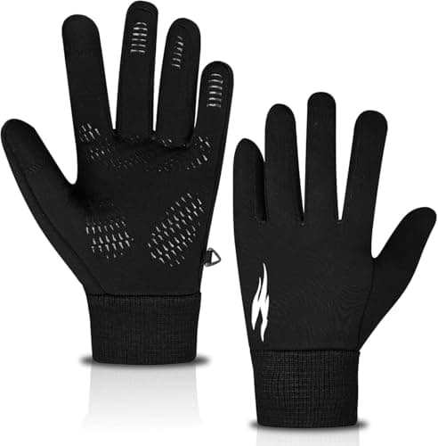 Image of WESTWOOD FOX Winter Thermal Gloves Windproof Running Gloves Touch Screen Warm Anti Slip Silicone Cycling Gloves for Men Women, Elastic Cuff for Driving, Ski Running Football Sports (Black, M)