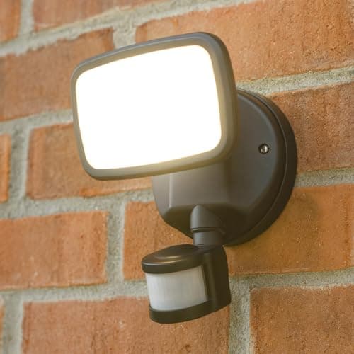 Image of CGC Lighting Outdoor Wall Light Black Single LED Spotlight Floodlight Spot Security Adjustable Head Garden Porch Patio Lamp Slim Modern New Garage Shed (Black Single Head)