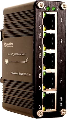 Image of PDT-NSU-7005-MP-I - Industrial Switch - 4 Port Gigabit PoE+ RJ45 + 1 Port Gigabit RJ45 +12-48VDC