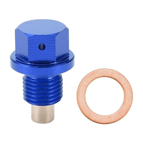 Image of Motoforti Universal Oil Pan Screw Oil Drain Plug Sump Drain Nut Bolt, M14x1.5, Aluminium Alloy, Blue, 1 Set