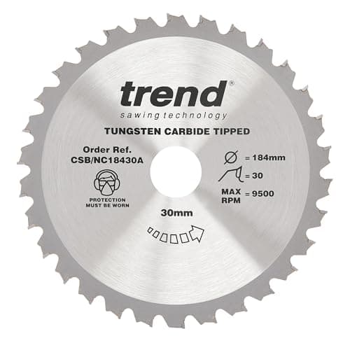Image of Trend Construction Circular Saw Blade, 184mm Diameter, 30mm Bore, 30 Teeth, 2mm Kerf, +15° Hook, TCT, Medium Finish, CSB/NC18430A