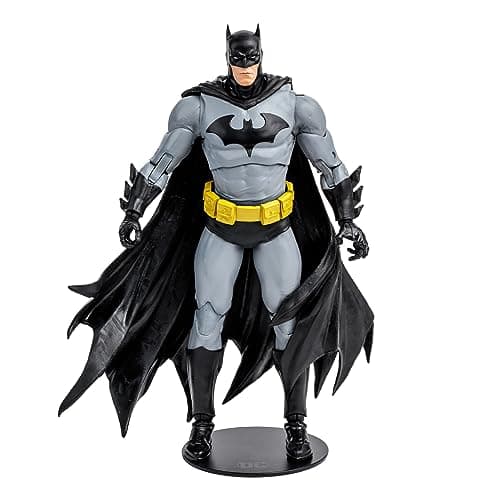 Image of McFarlane Toys DC Multiverse 7" - Batman (Hush) (Black/Grey) Action Figure - Incredibly Detailed 7” Scale Figure - Designed with Ultra Articulation - Includes Extra Hands, Batarangs, and Display Base