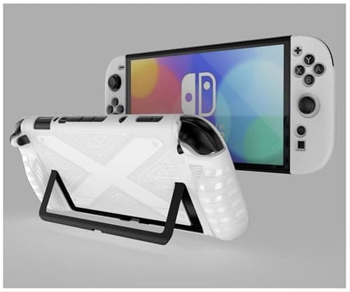 Image of GIOPUEY Case for Nintendo Switch 2 2024 - With Stand - Clear PC & Soft TPU Bumper - Invisible Airbag Drop Protection - White
