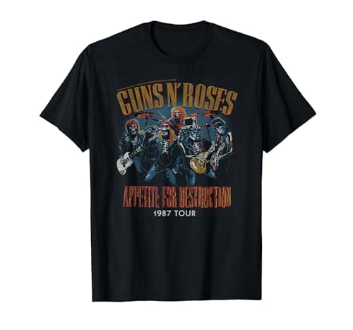 Image of Official Guns N' Roses Appetite for Destruction 1987 Tour T-Shirt, Men, Black, Medium