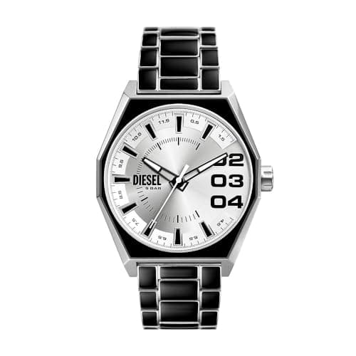 Image of Diesel Scraper Watch for Men, Quartz Three Hand Date Movement with Stainless Steel or Leather Strap