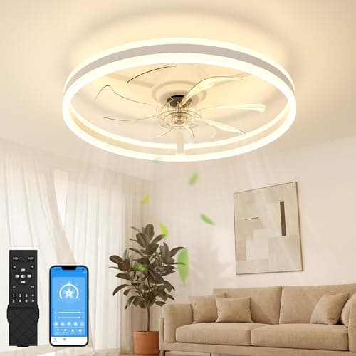 Image of NIORSUN Ceiling Fans with Lights and Remote, 6 Speeds, 3 Color Temperatures, Dimmable Quiet Ceiling Fan Light, Smart Modern LED Fan Lights Ceiling for Bedroom Living Room Dining Room (60cm, White)