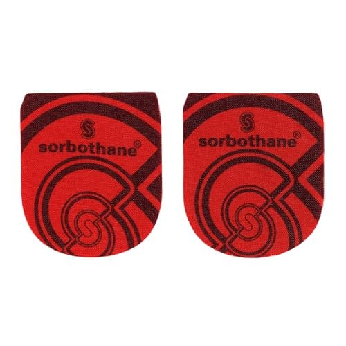 Image of SORBOTHANE Unisex Heel, Boots, Runners, Walkers, Shock Absorbing Shoe Insert, Heel Pads for Football Boots Runners and Walkers, Size UK 3-5, Small, Red