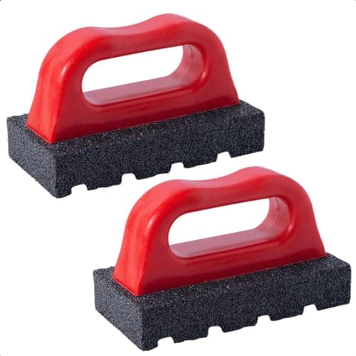 Image of Loyzen Rub Brick Tool, 20 Grit Masonry Rubbing Brick, Concrete Tools, Removing Smoothing Cleaning Marks Fluted Tool with Handle (2Pack)
