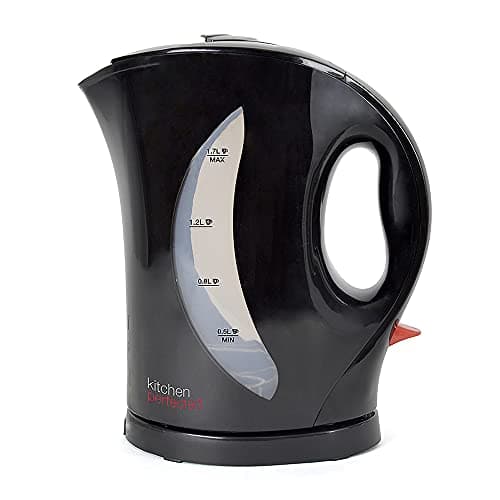 Image of Kitchen Perfected 2000W 1.7L Electric Cordless Kettle - Dual Water Level Windows with Cup Indicators - Washable Filter ? On / Off Indicator Light -Automatic Safety Shut-Off - E1524BK - Black