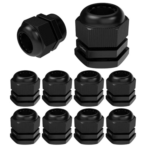 Image of 10x Cable Gland M32 Black IP67 Metric 16-21mm