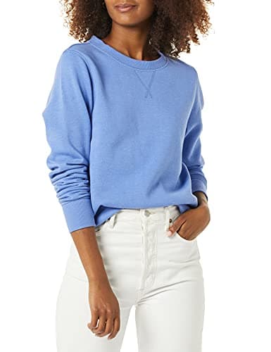 Image of Amazon Essentials Women's French Terry Fleece Crewneck Sweatshirt (Available in Plus Size), Blue, Medium