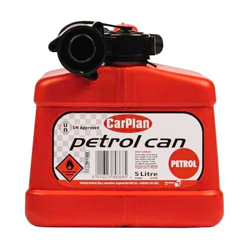 Image of CarPlan Leaded Jerry Petrol Can - Red with Transport Safety Cap and Spout - 5L Capacity