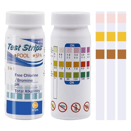 Image of 3-in-1 Hot Tub Test Strips (100 Pcs) - Clearwater Test Strips, PH Test Strips Set for Swimming Pool Spa Hot Tub, Quick Detect pH Value, Total Chlorine and Total Alkalinity