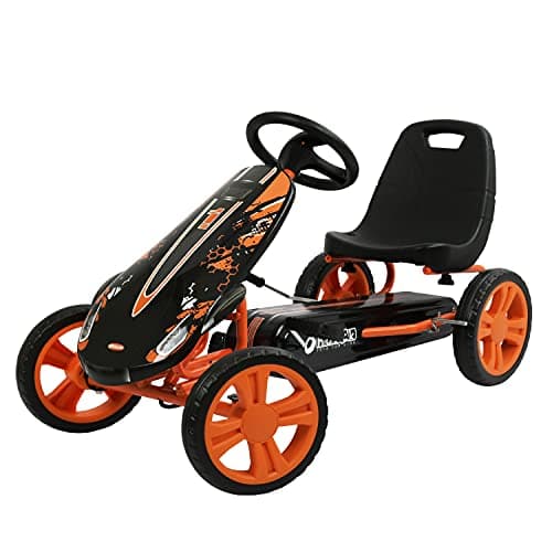 Image of hauck Speedster, Orange - Go Kart for Kids Age 4 to 8 up to 50 kg, Girls & Boy Ride-On Race Car with EVA Tyres, Adjustable Seat, Handbrake, Sturdy Steel Frame