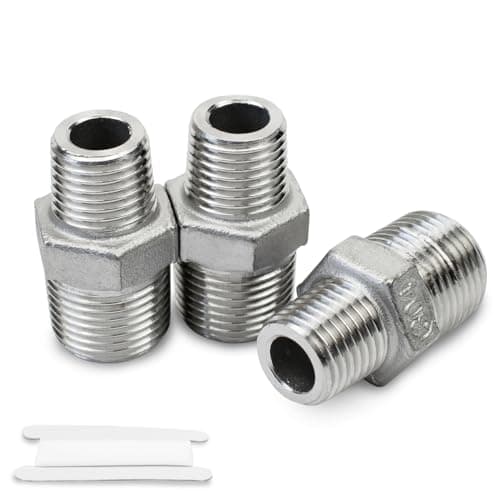 Image of Bwintech 3 Pcs 3/8" Male to 1/2" Male BSP Thread Stainless Steels 304 Hex Nipple Reducing Connector for Pipe Connecting Conversion