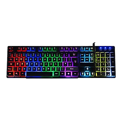 Image of CiT Builder RGB Gaming Keyboard, 7 Colour LED Backlight, Anti-Ghosting, Gaming Functions, Compatible For Windows & Mac, USB Connection, UK Layout | Black