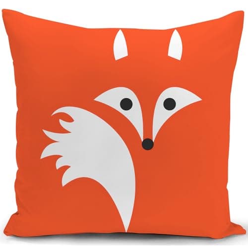 Image of KUNQIAN Fox Cushion Cover Orange Decorations Gift for Women Kids Pillow Cover Ornament Decor Home Livingroom Couch Sofa 18"x18"(45x45cm)