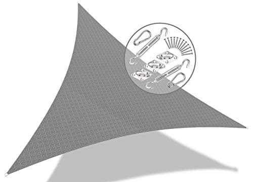 Image of VOUNOT Sun Shade Sail Triangle 5x5x5m with Fixing Kit, HDPE, UV-Protection Breathable Awning Canopy for Garden Outdoor Patio, Grey