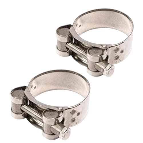 Image of 2 Pcs Exhaust Clamp Stainless Steel Exhaust Band Clamp Replacement for Motorcycle Water Hose Car Automotive Replacement Exhaust Clamps (48-51mm)