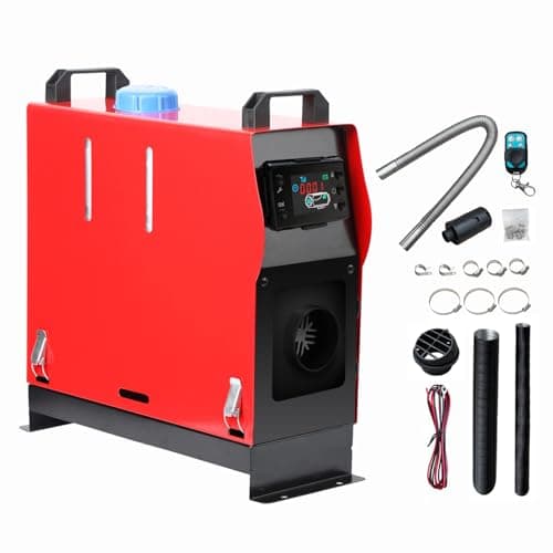 Image of KIASTER 5KW / 8KW 12V Diesel Heater Air Parking Heater Diesel Night Heater With LCD Display & Remote Control & Fuel Tank for Car Trucks Boat Trailer RV Caravan Campervans (Single Hole Red, 8KW)