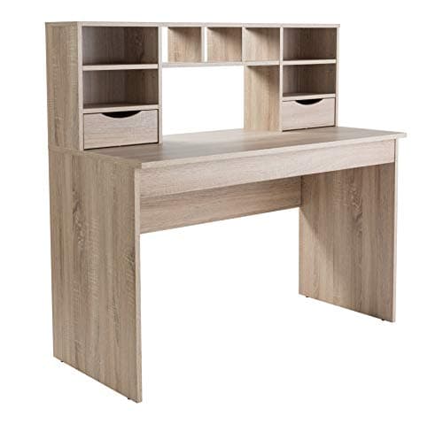 Image of Alphason,AW2120,Albion Light Oak Desk with Hutch,Light Oak,1000x1000x570mm