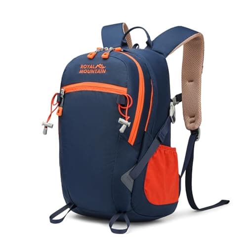 Image of Lightweight Hiking Backpack, 20L Women/Men Waterproof Travel Rucksack Bag with Rain Cover, Outdoor Small Foldable Daypack for Student, Fit for 12.9 inch Laptop (Mirror Navy Blue, 20L)