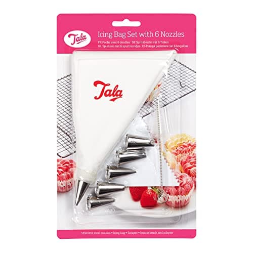 Image of Tala 9 Piece Icing Bag Set with Interchangable Piping Nozzles, Icing Scraper and Cleaning Nozzles, The Icing Bag is a Reusable Anti-Slip Large Piping Bag, Easy Handwash Cleaning