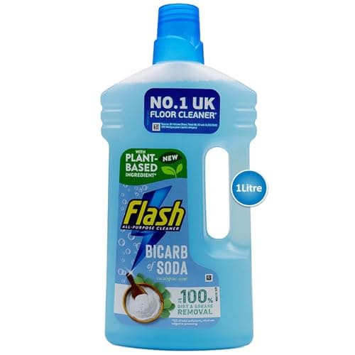Image of Flash All Purpose Multi-Surface Floor & Kitchen Cleaner Crisp Lemon, Cherry Blossom & Lavender Cuts Grease, Removes Dirt, Leaves Fresh Scent No Bleach, Streak-Free Blue - 1 Pack (1L)