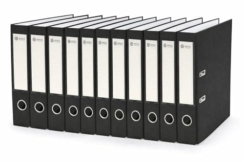 Image of A4 Lever Arch Files Pack of 10 70mm Spine Premium Matt Black A4 Files Strong Reinforced Edges Wipe Clean Stain Resistant Ring Pull & Spine Label Heavy Duty Document Folder