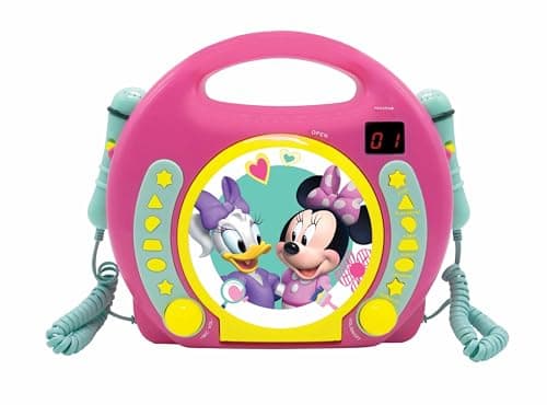Image of Lexibook, Disney Minnie, Portable CD player with Microphones, Music Player, Repeat and Programming, Karaoke, Headphones jack, Pink, RCDK100MN