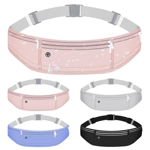 Image of Mayoii Double-Layer Design Running Belt for Women and Men Lightweight Running Waist Belt with Water Bottle Pocket,Multi-Pocket Phone Holder Running Pouch (1, B-Pink, One Size)