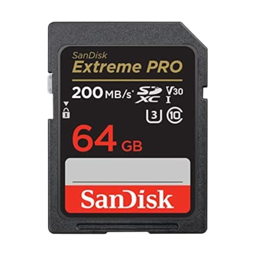Image of SanDisk 64GB Extreme PRO SDXC card, SD Card, V30 Memory Card, 4K UHD, up to 200 MB/s, SanDisk QuickFlow Technology, RescuePro Deluxe Data Recovery Software, UHS-I, Class 10, U3, V30