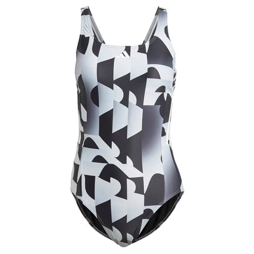 Image of adidas Women's 3-Stripes Graphic Swimsuit, Black, 30