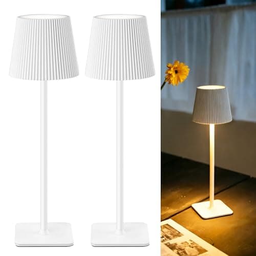 Image of LuminexDesigns Rechargeable Table Lamp Set of 2 LED Cordless Lamps – 5200mAh Battery, Stepless Dimming, 3 Colour Temperatures, IP54 Water-Resistant, for Indoor & Outdoor Use – White