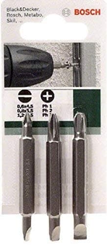 Image of Bosch 2609255959 Double Ended 60mm Screwdriver Bit Set with Standard Quality (3 Pieces)